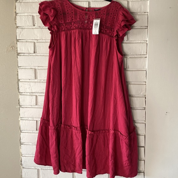 Torrid Mini Rayon Slub Crochet Yoke Shift Dress - Picture 5 of 11